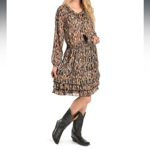 Scully Feather Print Ruffled Dress - Picture 8 of 11